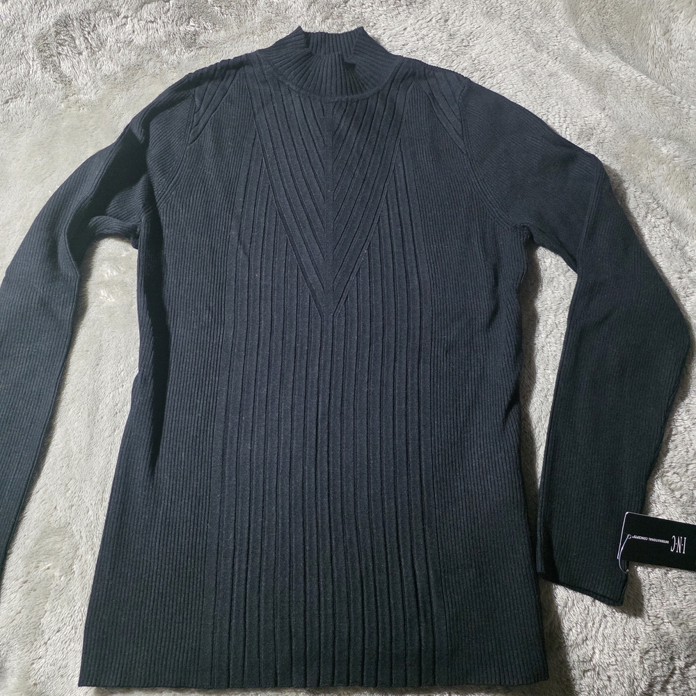 INC International Concepts Black Mock Neck  Sweater Size M